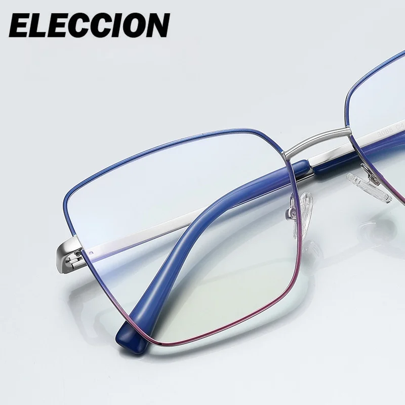 ELECCION التقدمية مكافحة بلو راي نظارات متعددة البؤر رجل التيتانيوم إطار نظارات الرجال العين إطارات كاملة النظارات طول النظر الشيخوخي
