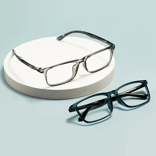 Imagen 2 del producto Monturas de gafas rectangulares de gran tamaño para hombres y mujeres, prescripción de plástico ligera transparente para lentes ópticas