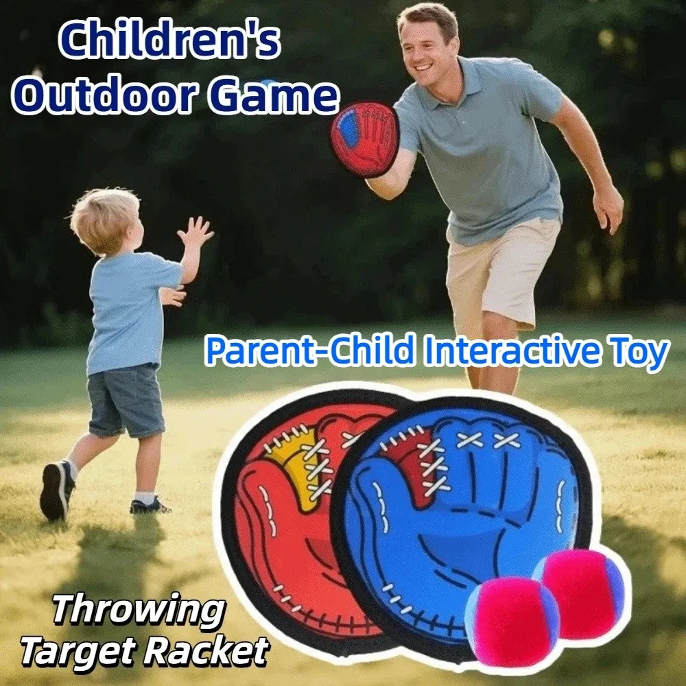 Creative Catching Ball Game Toy Ball Racket Colorful Throwing Ball Toy Catching Glove Reused Catches Children's Outdoor Game