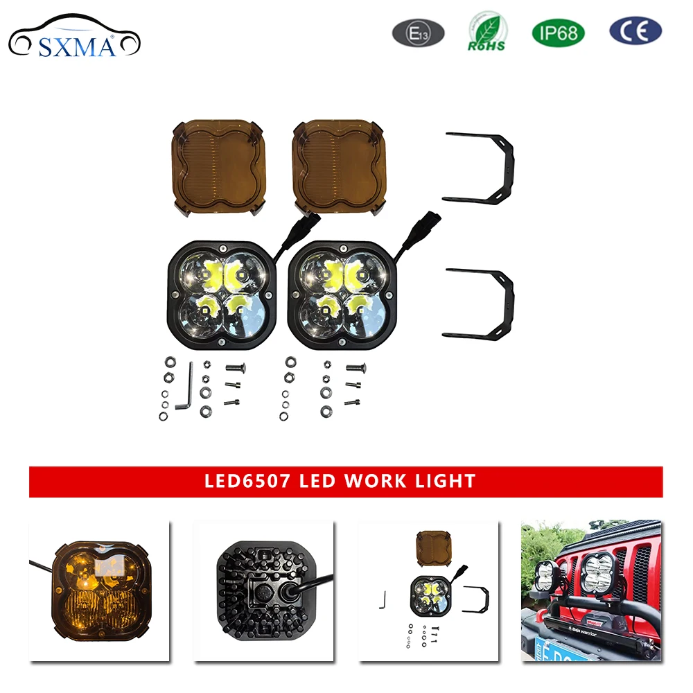 

SXMA LED6507 LED-Worklight Auxiliary Headlight Driving Lights Lamps for Car Off Road Truck 4x4 SUV ATV Aluminum Alloy 1pair