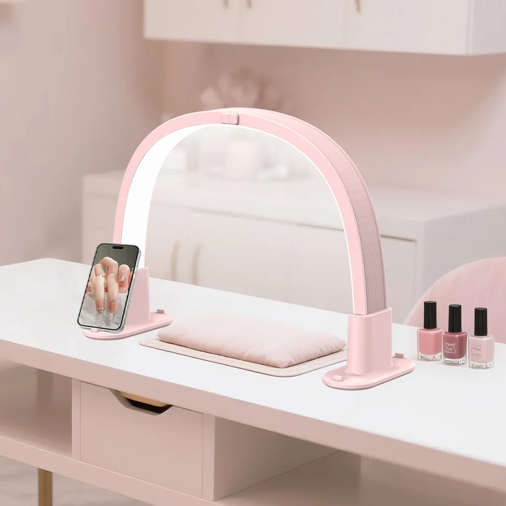 ضوء LED جديد على شكل هلال لسطح المكتب، ضوء حشو تجميل رموش صالون الأظافر، مصباح مكتبي LED