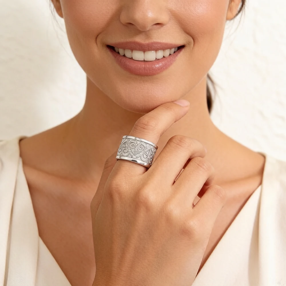 Arabesque Hearts Band Ring,Europe Style Glam Fashion Good Jewerly For Women New Gift In 925 Sterling Silver,Super Deals