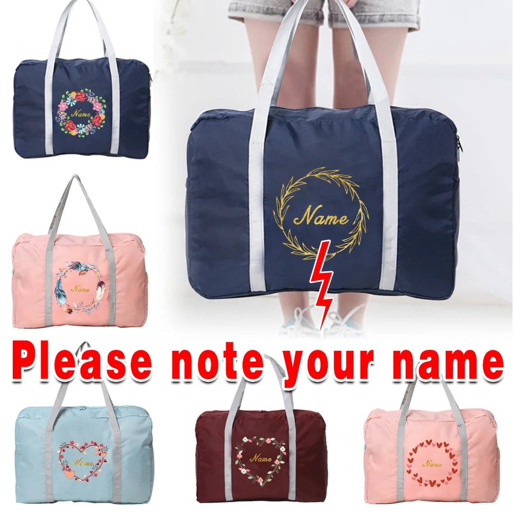 Personalizar Qualquer Nome Travel Bag Women Handbag Storage Bag Foldable Gadgets Organizer Grande Capacidade Holiday Traveler Acessórios