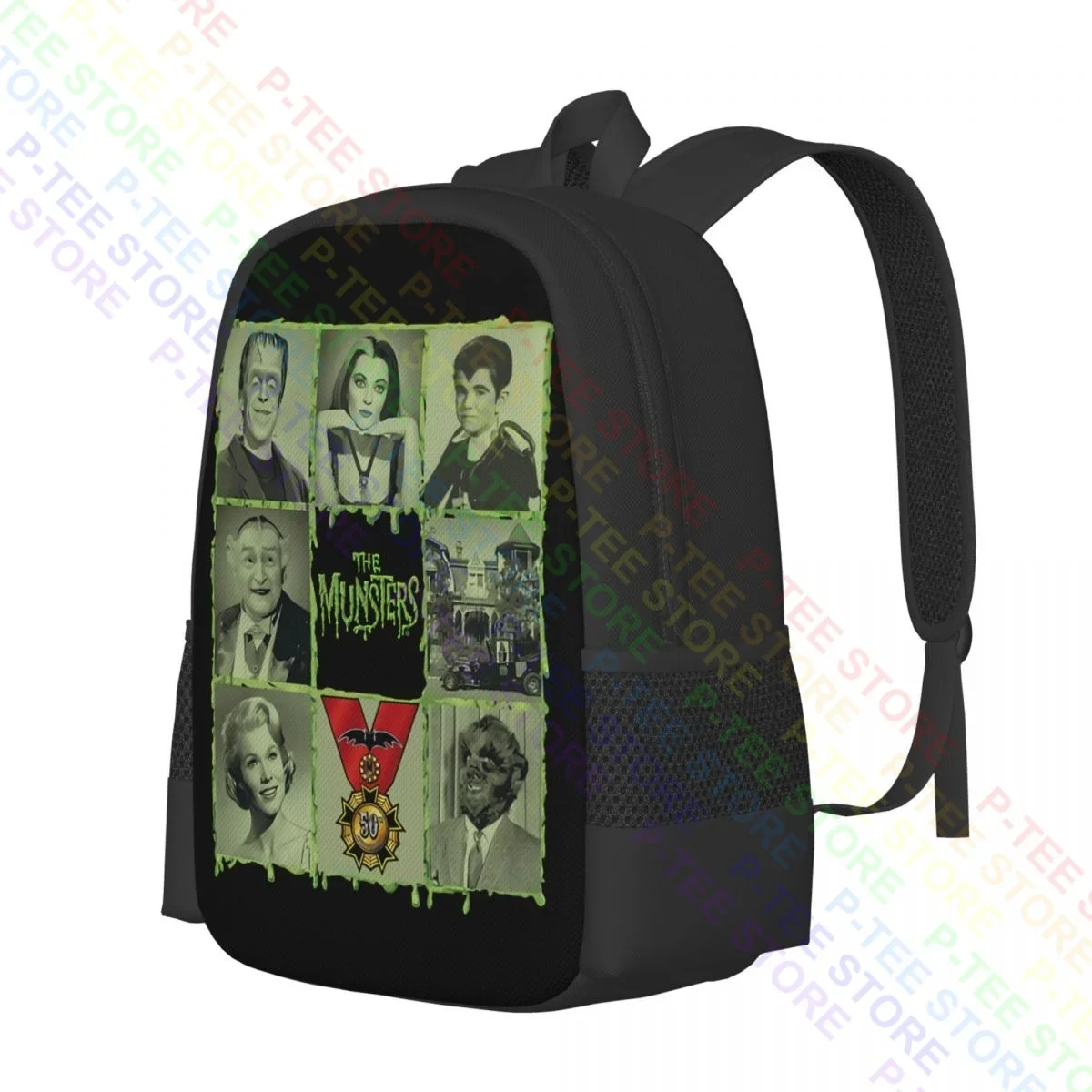 The Munsters Blocks Tv Lily Herman Eddie BlackBackpack Large Capacity Bookbag Bags For Travel