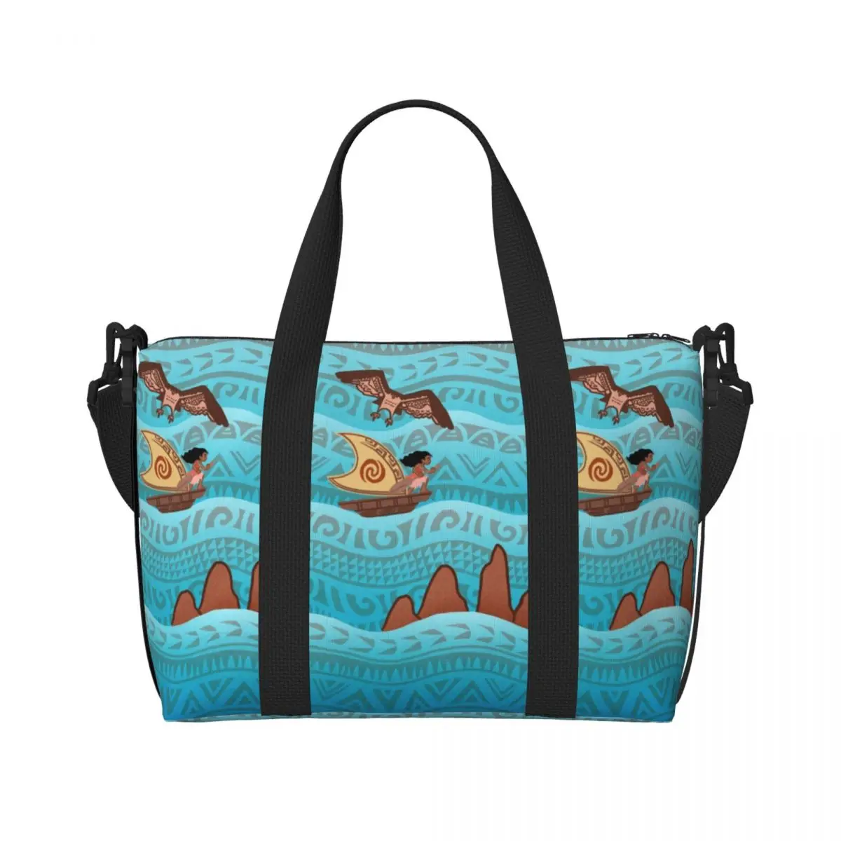 Custom Moana Boat Grocery Tote Shopping Bag Women Large Capacity Gym Beach Travel Bags