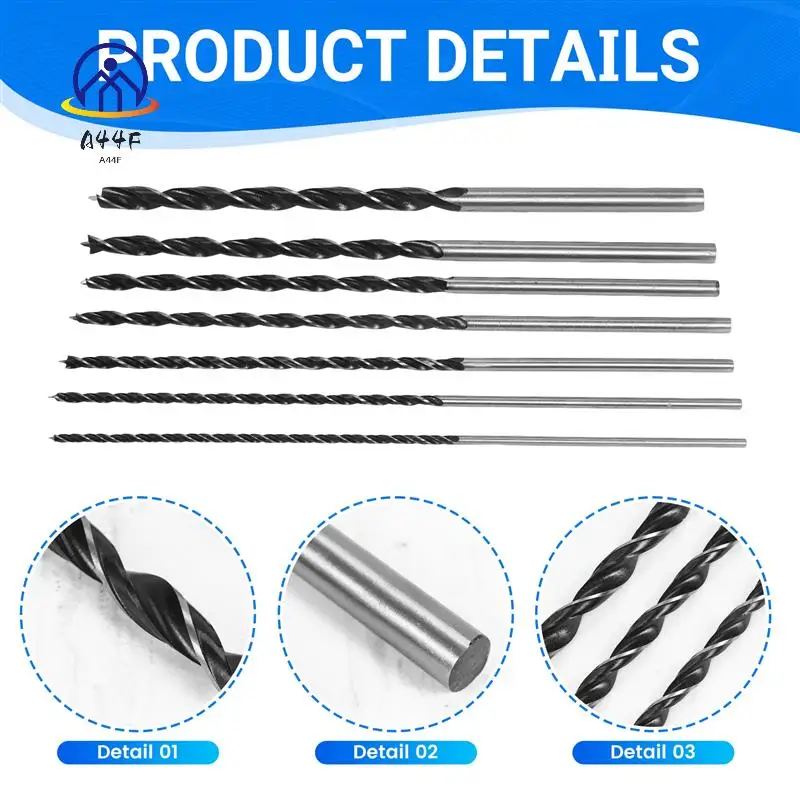 

A44F-7Pcs Extra Long Wood Drill Bit Set 12 Inch 300Mm Drill Bits DIY Woodworking Tool Spiral Drill Extra Long Drill