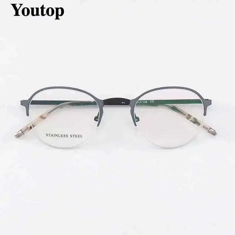 YOUTOP Fashion Half-rim Women Eyeglasses Classic Designer Luxury stainless steel Glasses elegant Prescription Frame S6832