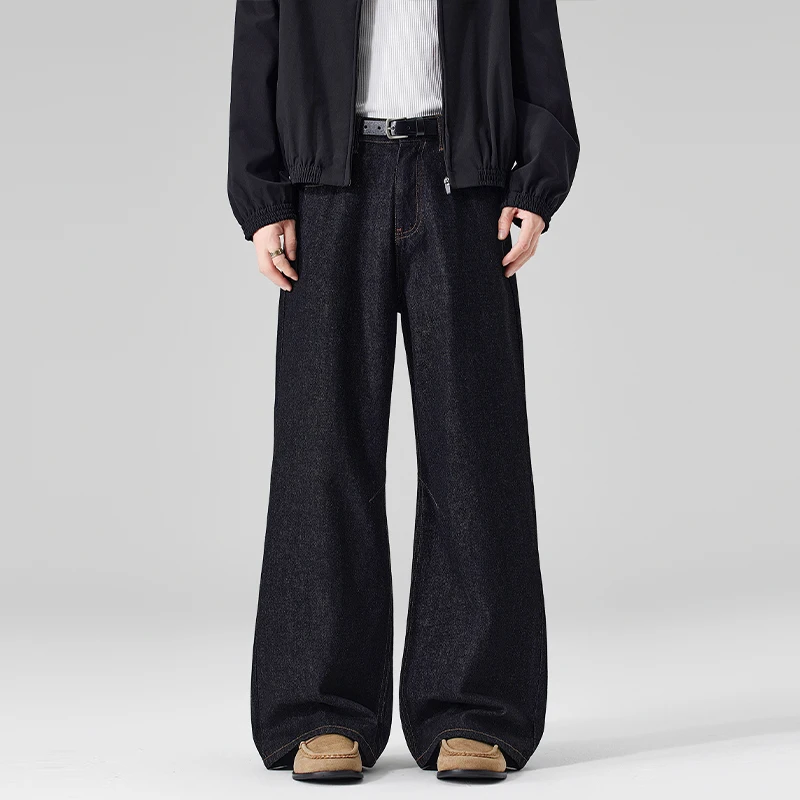 

Spring Wide Leg Black Jeans Men's Straight Leg Loose Wide Leg Pants Harajuku Style Street Hip Hop Baggy Casual Black Pants