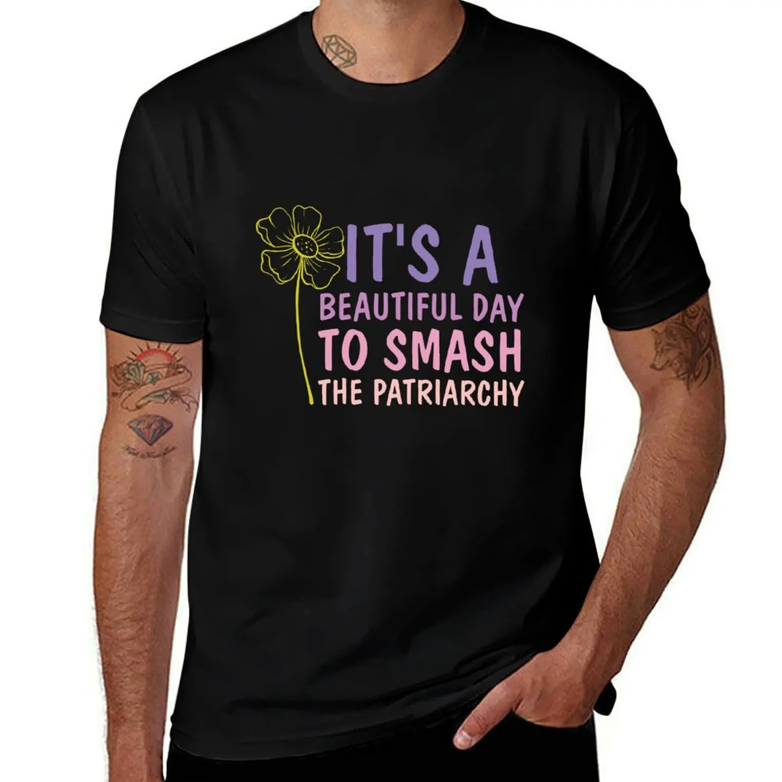 It's A Beautiful Day To Smash The Patriarchy - Pro Choice Flower Feminism T-Shirt Sweat Resistant Workout Tee Shirt T-Shirt