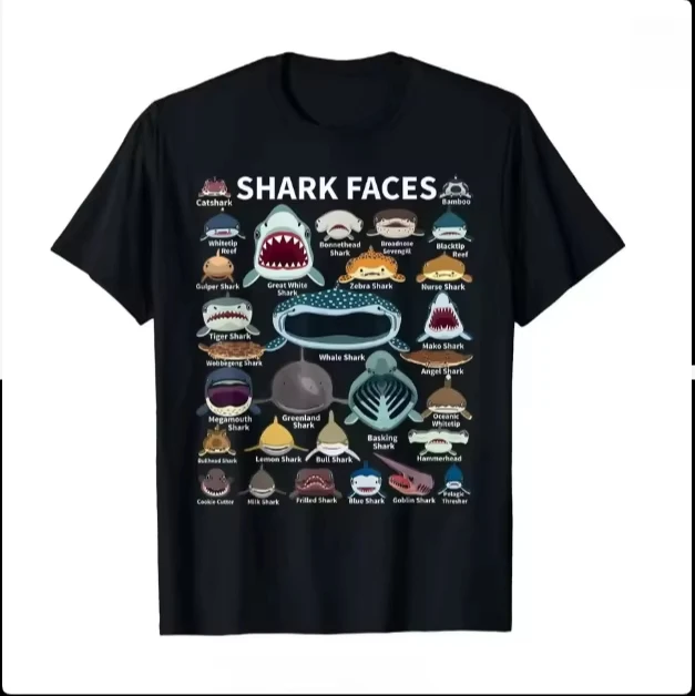Shark Octopus Squid T-Shirt Men Women Cotton Graphic Printed Short Sleeve Marine Animal Streetwear 2026 Summer Casual Hot Sale