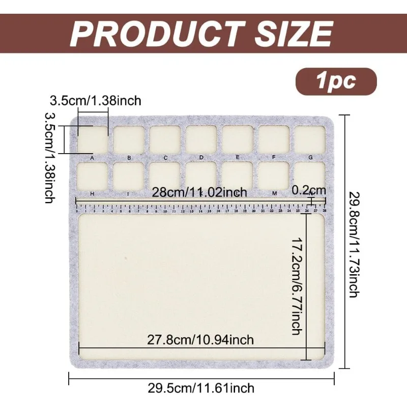 Square Felt Bead Design Boards Medium Felt Beading Mat with Centimeter Alphabetic Scale Beads Tray Bead Pads for Art Crafts