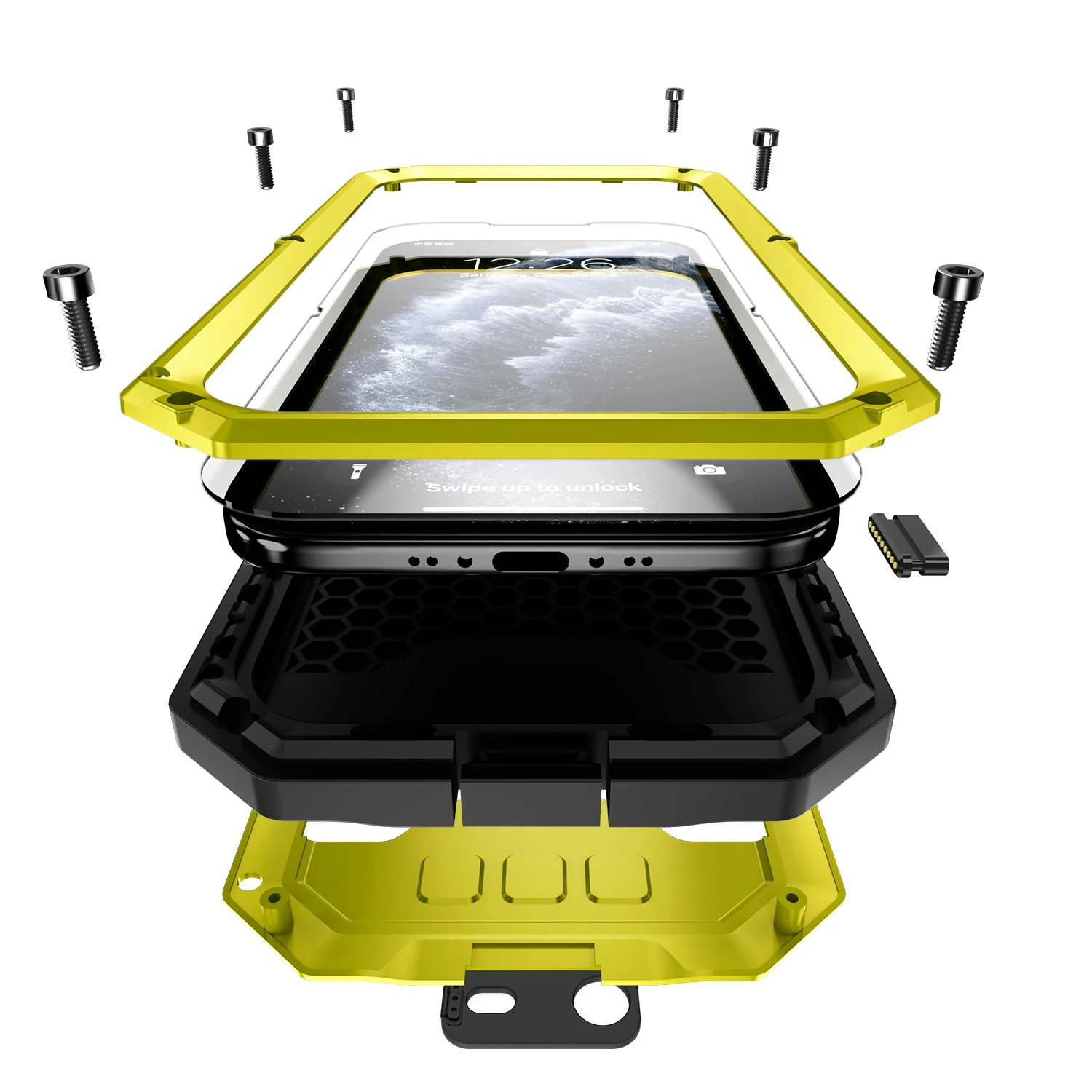 آيفون الهواء 17 16e 16 15 14 زائد 13 برو ماكس حافظة معدنية شديدة التحمل للصدمات الألومنيوم غطاء كاميرا زجاج واقي للشاشة