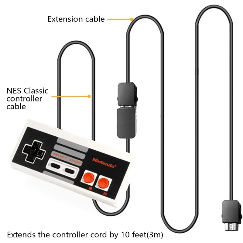 Extension Cable for Controller Extender Cord Flexible Wire Game Accessory Black