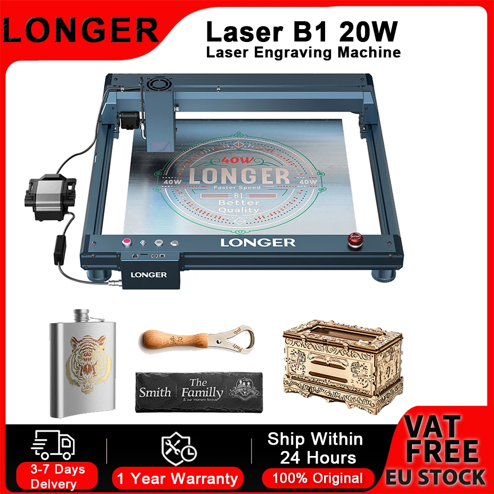 Machine de gravure laser Longer B1 20W, imprimante 3D, précision laser 450x440 mm, technologie laser diode haute vitesse 36 000 mm/min