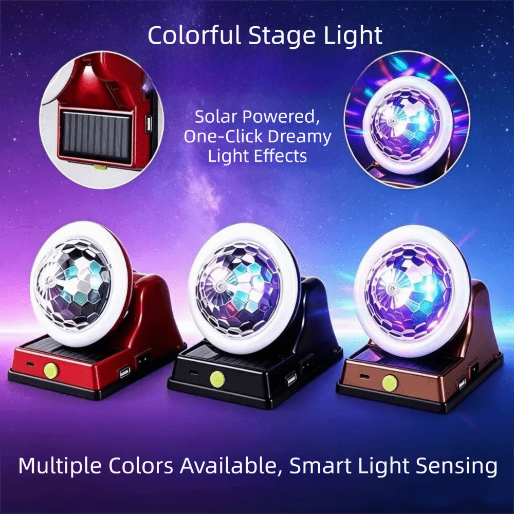 RGB Disco Ball Light Colorful Rotating Magic Ball Light Waterproof Solar Powered DJ Dance Stage Light Dance Karaoke