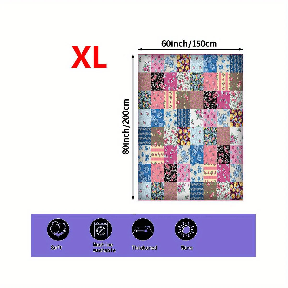 [بطانية زهور فائقة النعومة] بطانية رمي مرقعة زهرية فائقة النعومة ونابضة بالحياة |   دافئ وخفيف الوزن، مثالي للأريكة والسرير والخارج