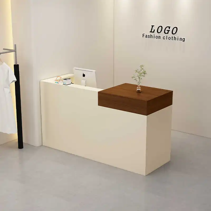 

Decorations Beauty Reception Desks Simple Modern Hair Salon Cashier Office Reception Desk Counter Office Retro Salon Furniture