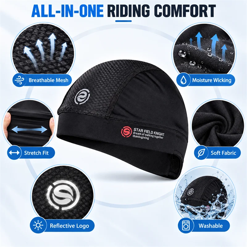 Motorcycle Cycling Caps Half Cover Ice Silk Sunscreen Helmet Liner Summer Breathable Quick-dry Anti-UV Skateboard Riding Gears