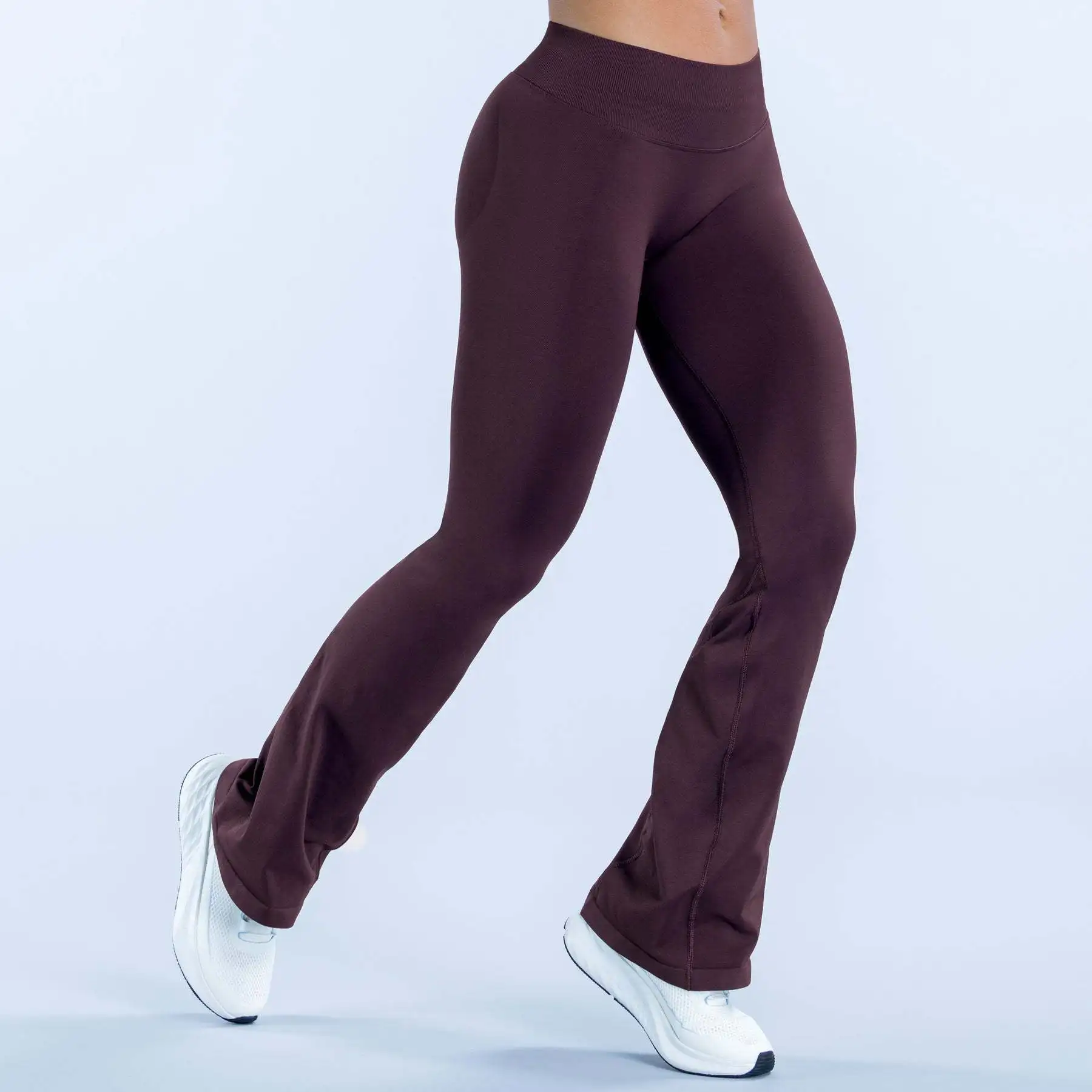High Waist Full Dull Nylon Tight Hip Lifting Flared Pants Seamless Workout Flared Pants