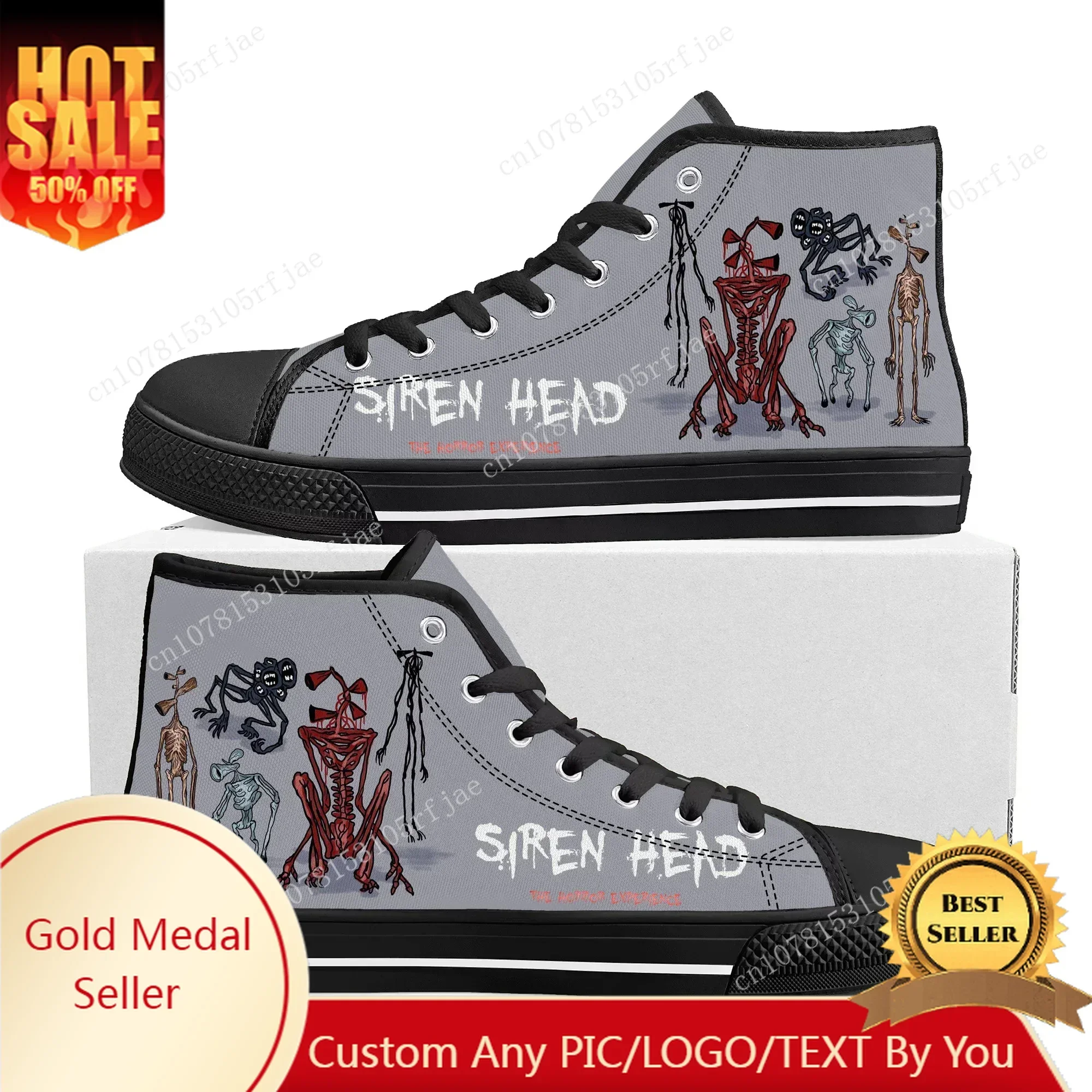 

Siren Head High Top Sneakers Hot Cartoon Game Mens Womens Teenager Fashion High Quality Canvas Sneaker Custom Built Couple Shoes