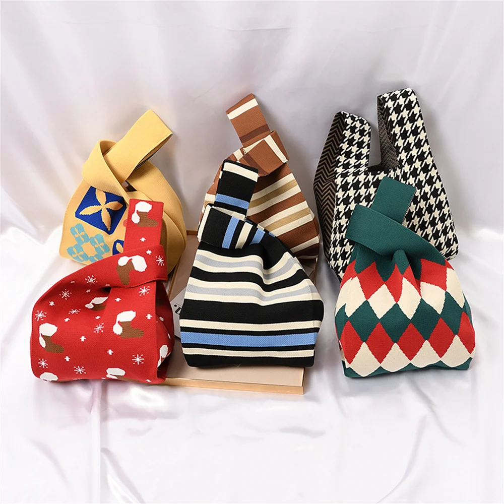 

Women Knitted HandBag Boho Beach Bag Casual Large Capacity Shopping Bag Lightweight Shoulder Tote Bag Woven Wrist Pouch