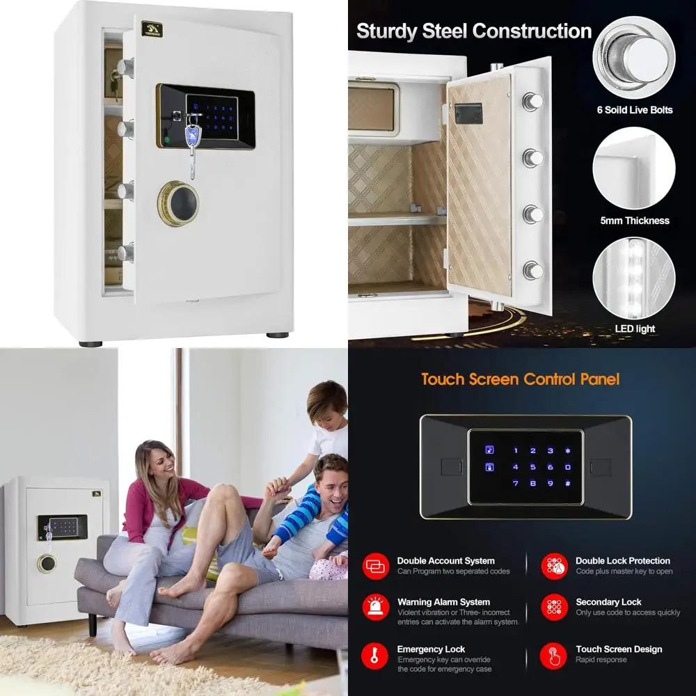 

Heavy Duty Digital Home Security Safe Box - 2.05 Cubic Feet Capacity, White, Large Storage Safe