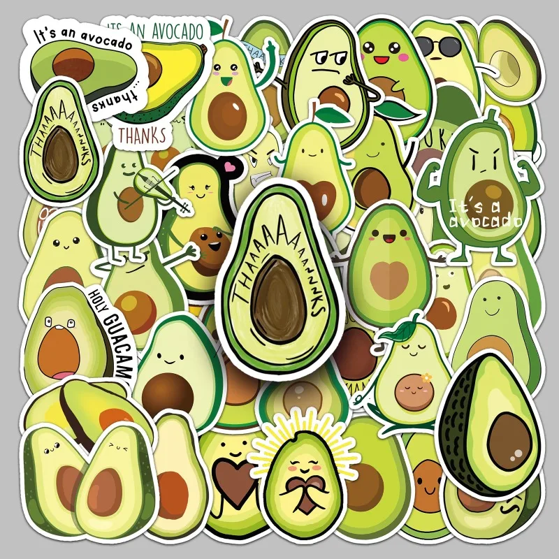 50pcs Cartoon Fruit Ins Style Avocado Personalized Graffiti Stickers Suitcase Water Cup Laptop Stationery Decoration Stickers