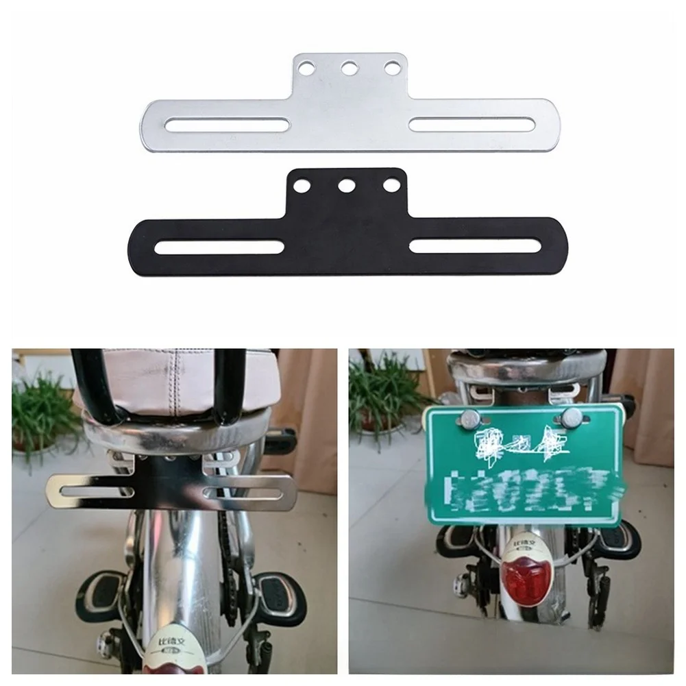 Motorcycle License Plate Bracket with Compact Profile and Iron Material for Stable and Weather Resistant Mounting