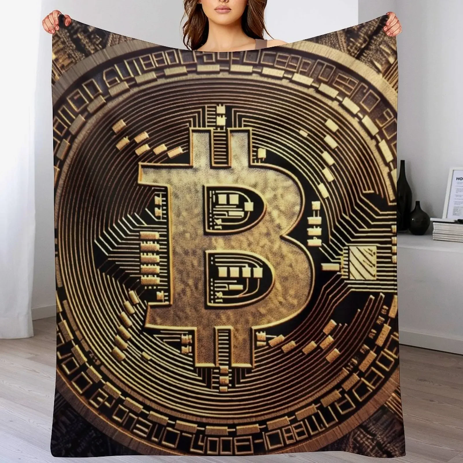 

Crypto Elegance: The Bitcoin Design Throw Blanket for winter Furrys Hair Luxury Thicken Blankets