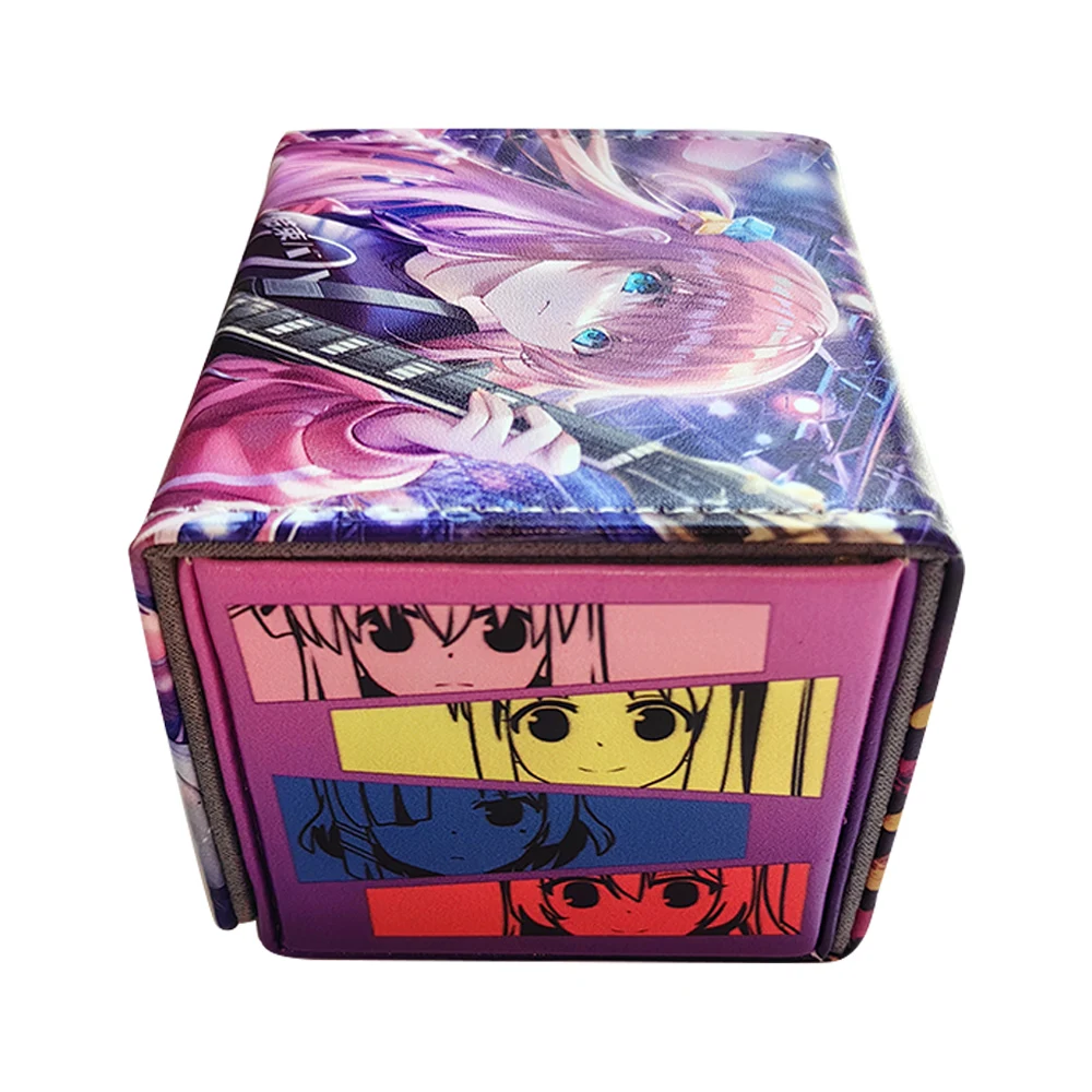 Anime Cards Leather Box Bocchi The Rock TCG Cards Protector Hold 100+ Cards Game Storage Case for MTG/PKM/YGO/Trading Cards