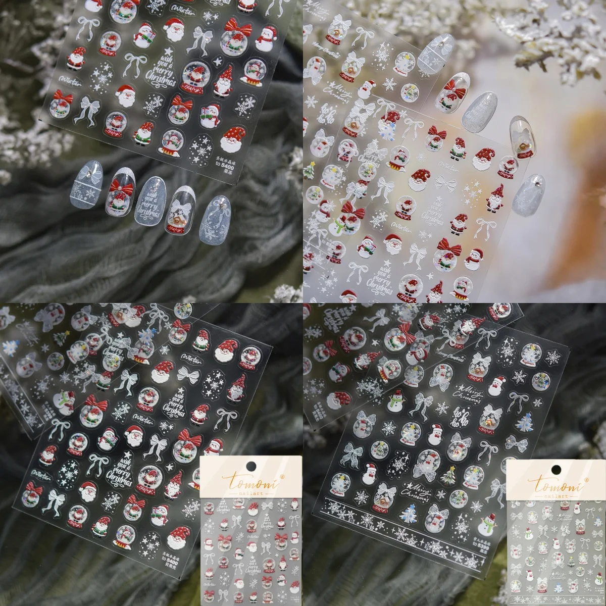 

Зимние свежие чистые наклейки для ногтей, снежный хрустальный шар, аксессуары, наклейки, сделай сам, милые декоративные детали, рождественское дерево Санта-Клауса
