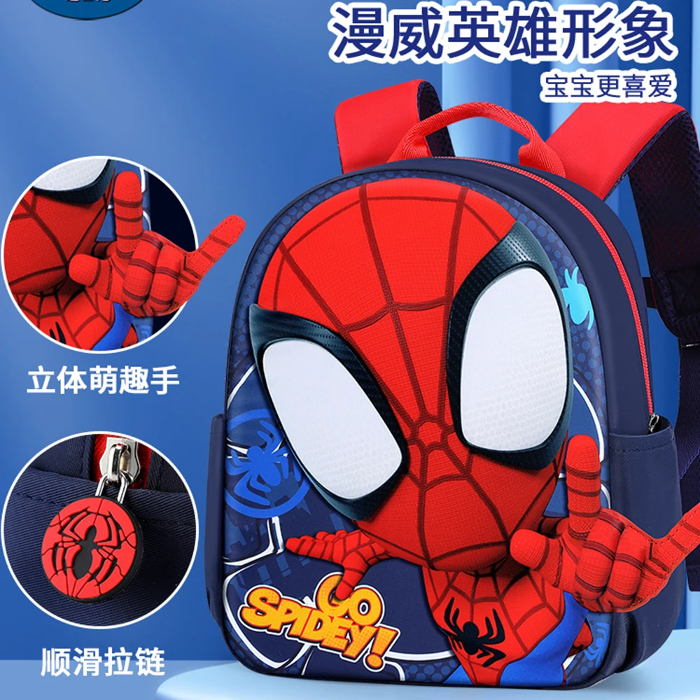 Disney 3D Spider Man Backpack for Children Cartoon Kindergarten Schoolbag Kids Cute Baby Ultra Light Waterproof Toy Storage Bags