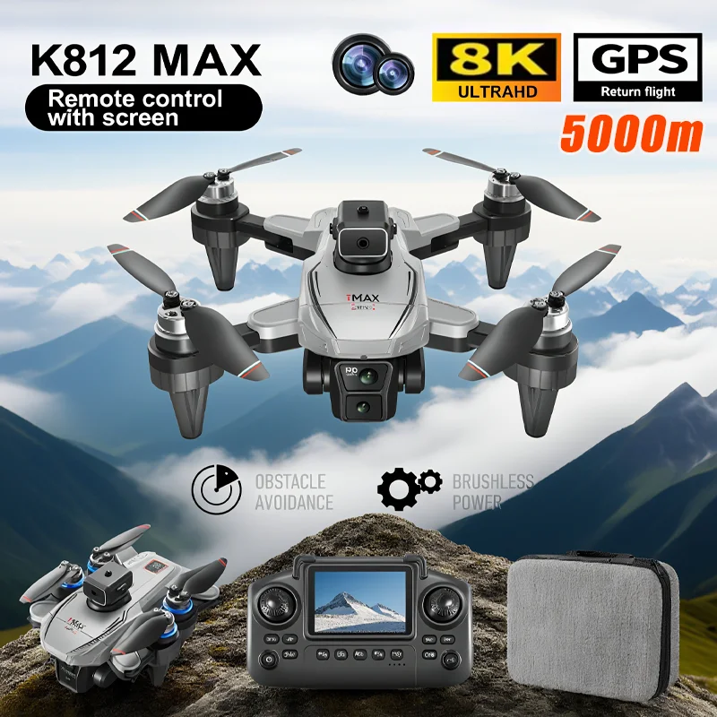 

K812 MAX Дрон 8K ESC Профессия HD Damera RC Дрон GPS 5G Wi-Fi FPV Квадрокоптер Складная аэрофотосъемка БПЛА Игрушка с дистанционным управлением