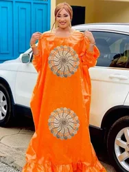 High-Quality Bazin Riche Long Dress, 2024 Dashiki Long Robe Ankara Nigerian Evening Dress Party Wear - One Size Fits All