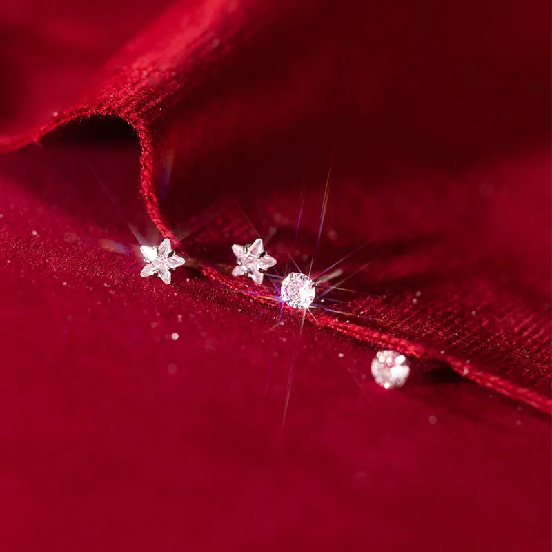 

Enosola классические прозрачные серьги с цирконием и звездами CZ, 100% стерлинговое серебро 925 пробы для женщин, круглые серьги-гвоздики, ювелирные изделия