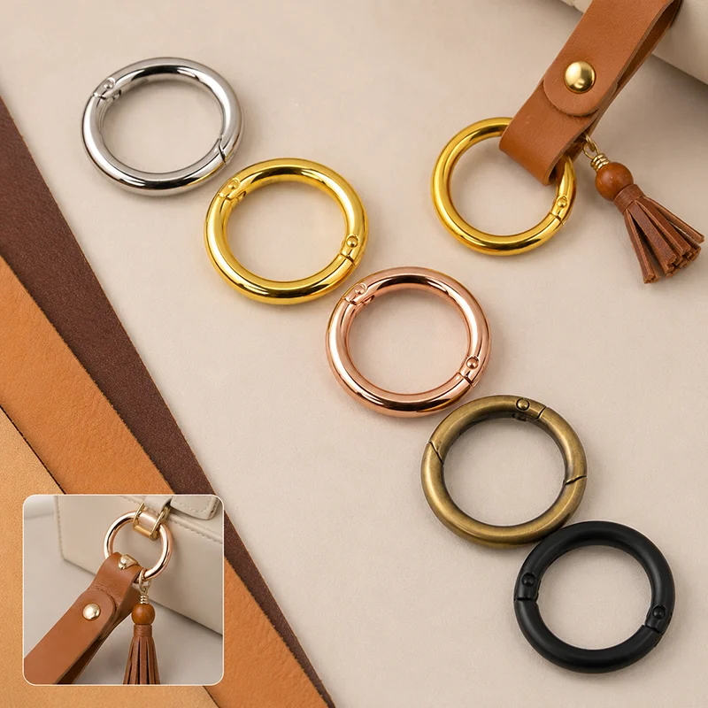 

30Pcs 10-38mm Metal O Ring Spring Clasps Openable Round Snap Hooks for DIY Jewelry Bag Keychain Leather Craft Hardware Parts Kit