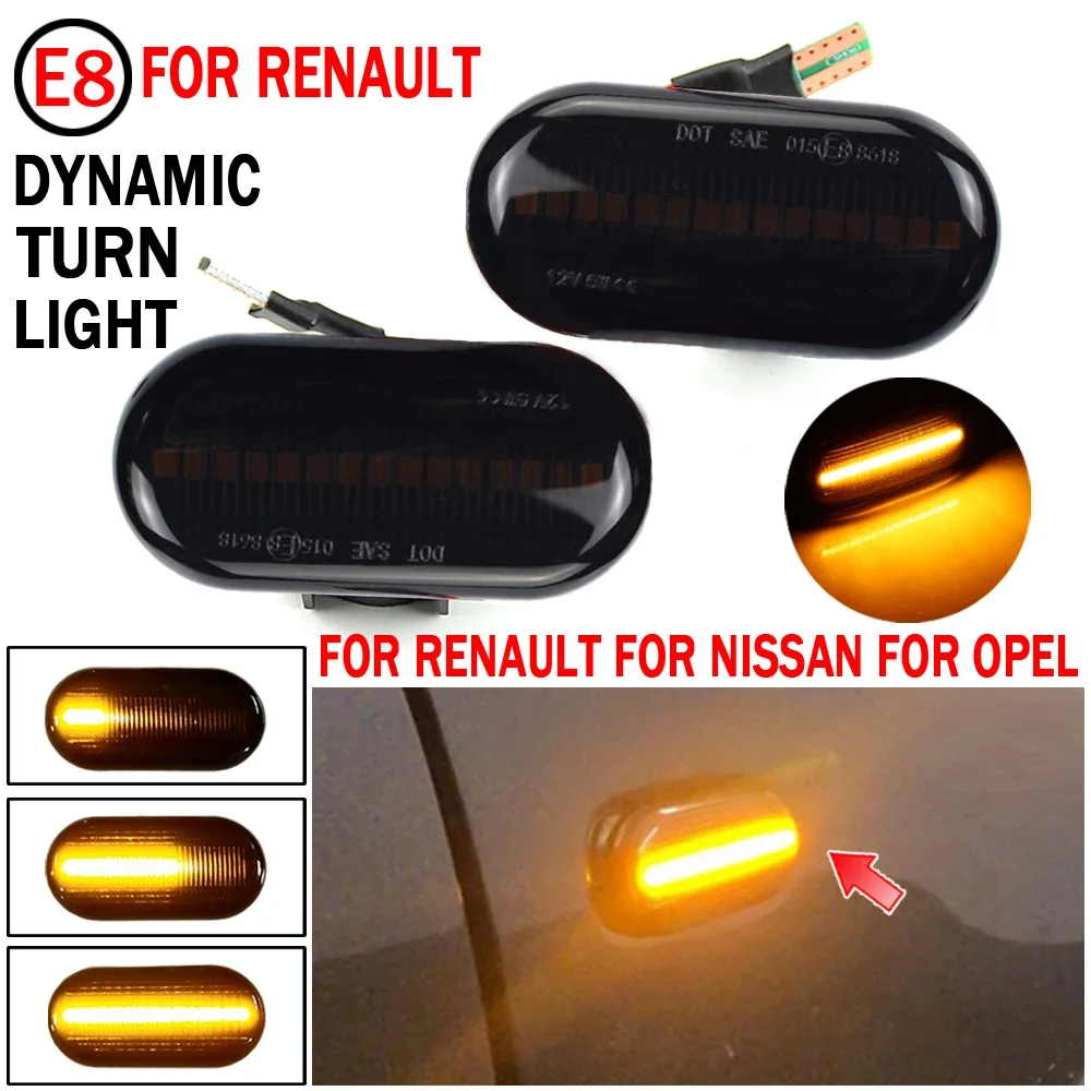 For Renault Clio 1 2 KANGOO MEGANE ESPACE TWINGO MASTER Led Dynamic Side Marker Turn Signal Light for Nissan Opel Smart FORTWO