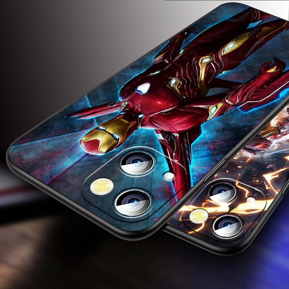 Iron Man Art Cool Fashion For iPhone 15 14 13 12 11 XS XR X 8 7 SE Pro Max Plus Mini Black TPU Phone Case