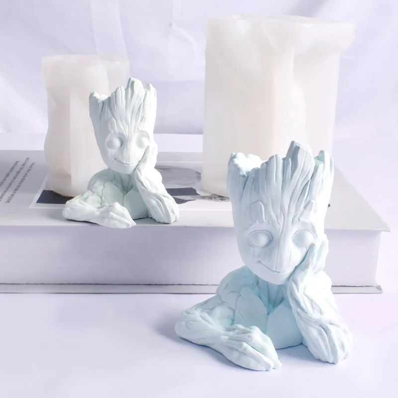 New 3d Three-dimensional Big Tree Candle Silicone Mold DIY Handmade Plaster Tree Man Groot Scented Candles Model Tool