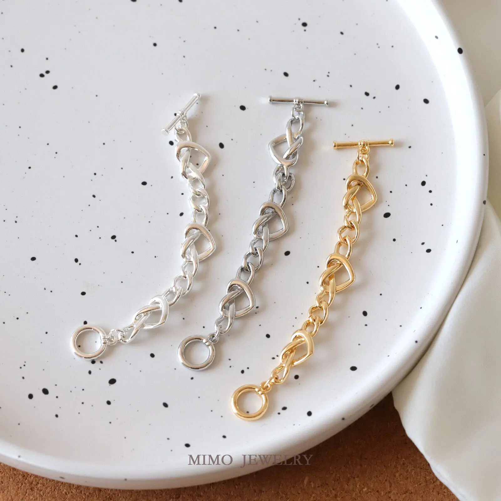 

Gold Plated Copper Hollow Love Ring Chain Connecting Chain Ot Clasp DIY Jewelry Making Accessories Buckle For Necklace Bracelet