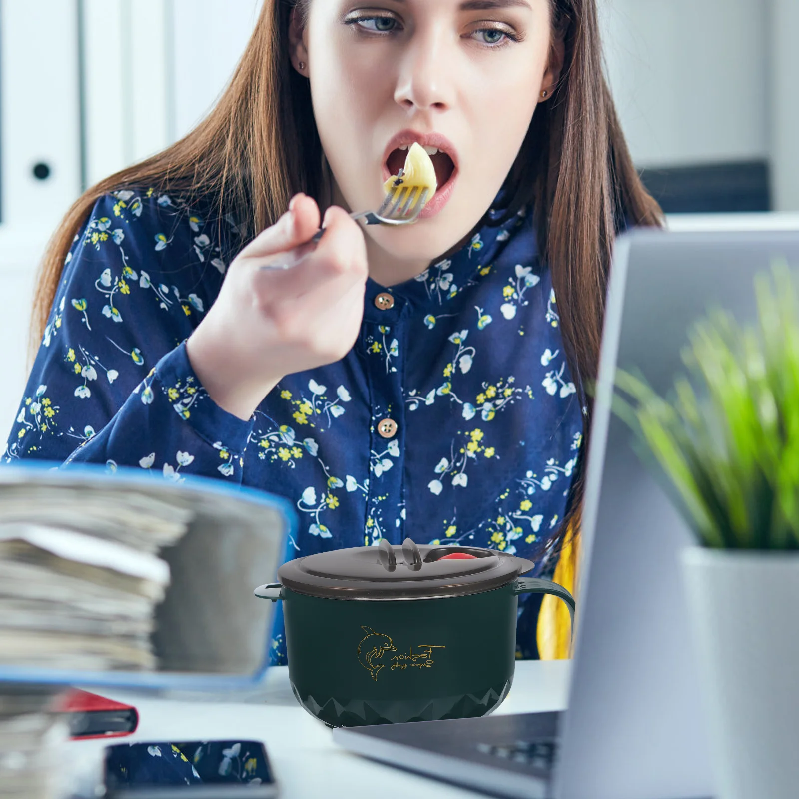 

Изолированная миска для лапши из нержавеющей стали с защитой от ожогов, герметичная крышка, держатель для телефона, кухонный аксессуар, миска для лапши