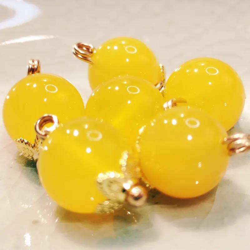 

10MM Natural Yellow Jade Buttons Traditonal With Flower Holder Five Element Costume Accessories Hanfu Qipao Decorative Button