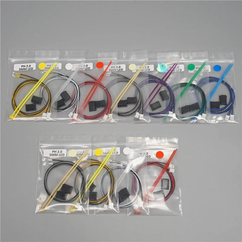 LED Headlight Group 3mm/5mm Lamp Beads PH2.0 Terminal MFC-03 for 1/10 RC Crawler Car TRX4 Defender 1/14 Tamiya RC Truck SCANIA