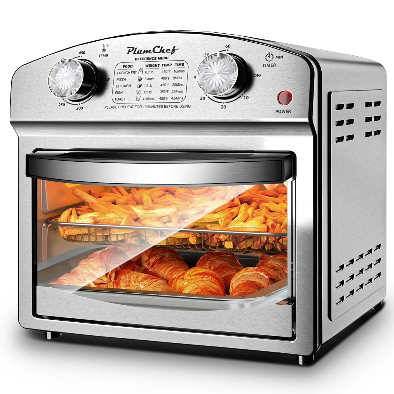 Air Fryer, Multifunctional Convection Toaster Oven Air Fryer Combo,Stainless Steel Adjustable Temp & Time Control Contertop Oven