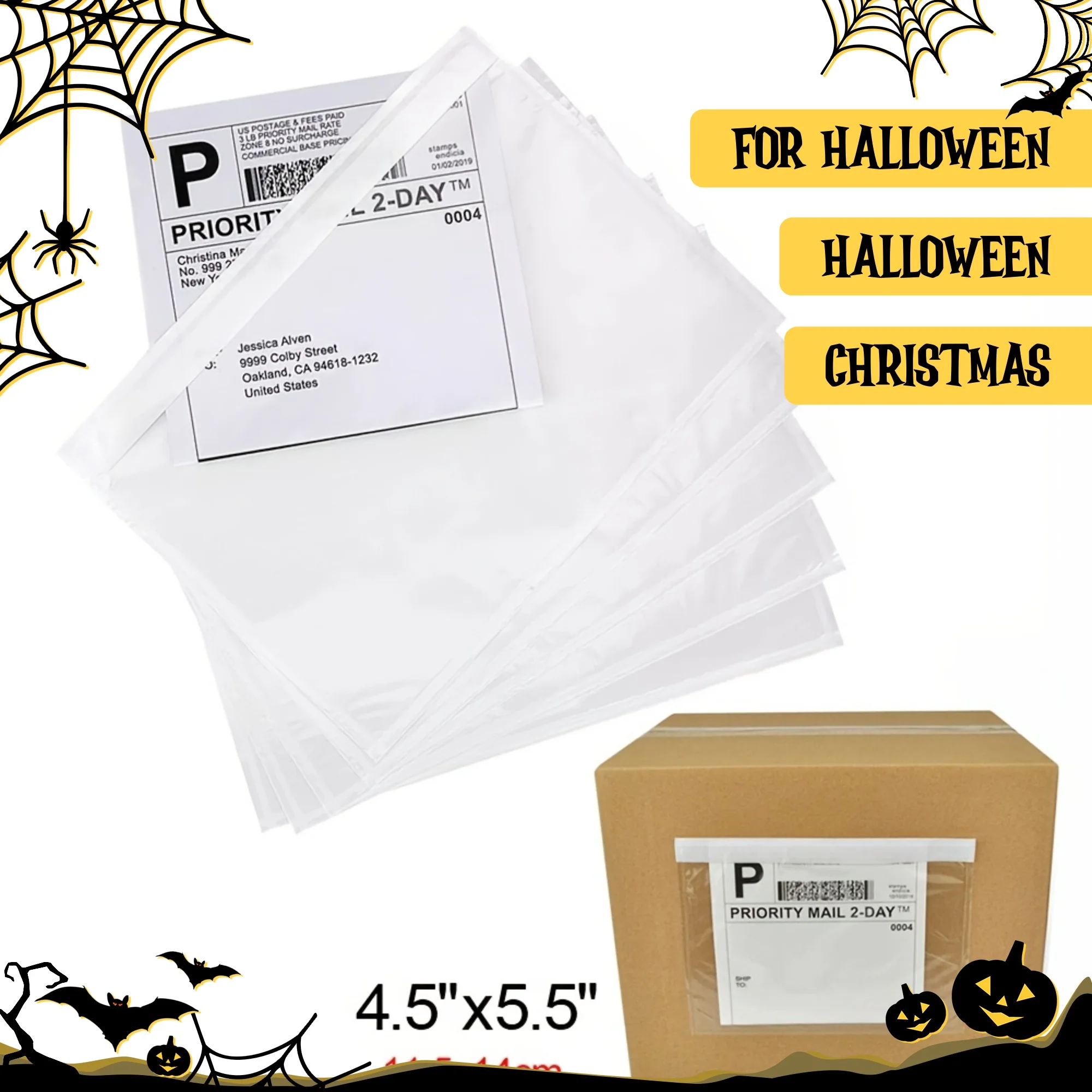 100pcs Clear Self-Adhesive Shipping Label Sleeves 4.5