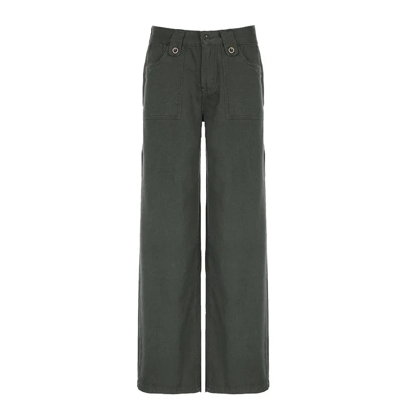 Y2K Streetwear Baggy Jeans Haruku Low Rise Pockets Patchwork Loose Women's Cargo Pants Vintage 90S Trouser Korean Style