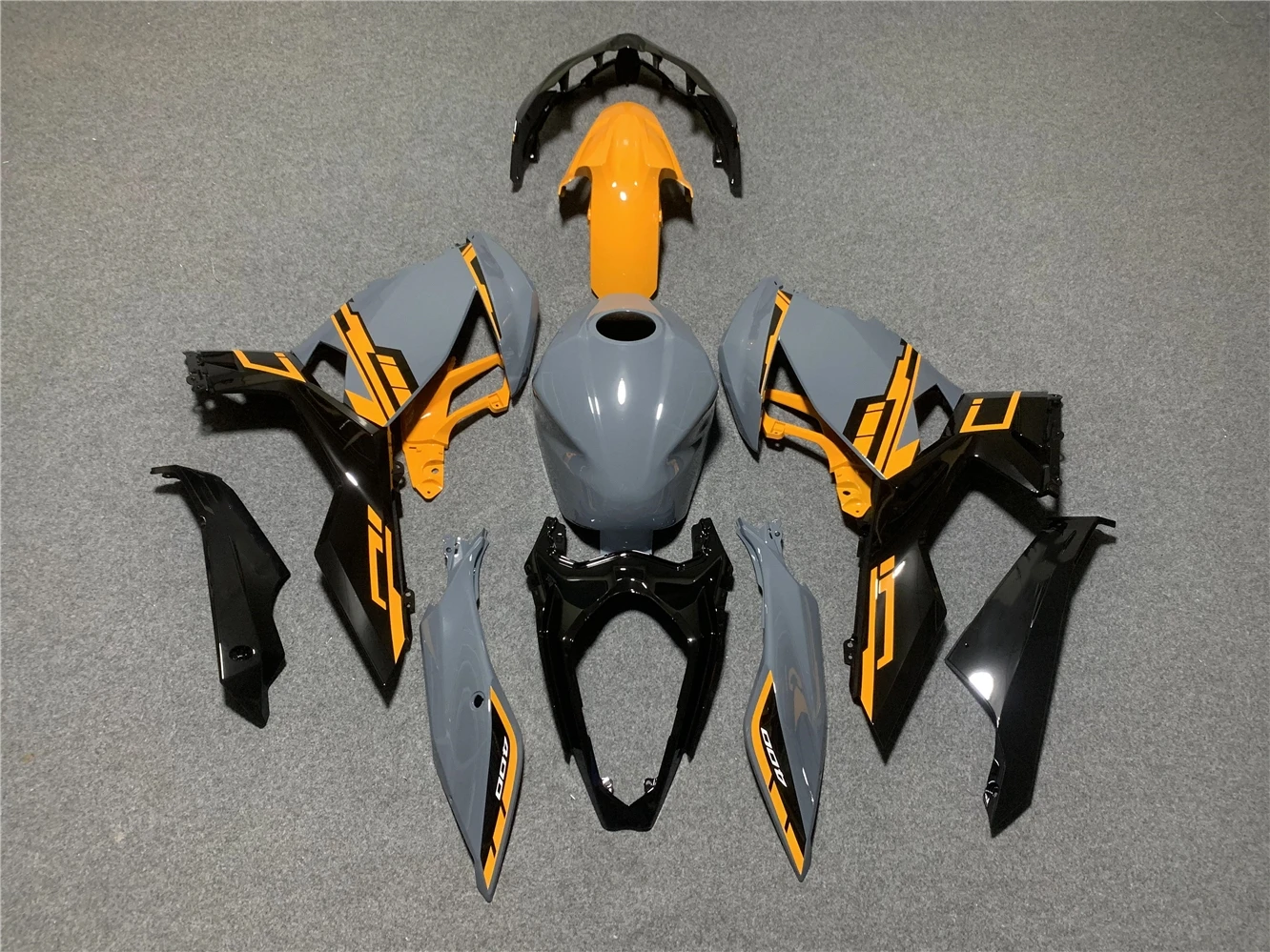 Motorcycle Fairing Suitable for Kawasaki Ninja 400 18-22 Years EX400 2018 2019 2020 2021 2022 Fairing Cement gray Orange