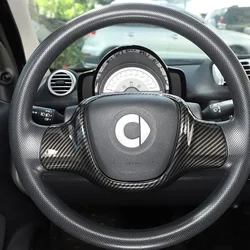 For Mercedes Benz Smart Fortwo 451 2009 2010 2011 2012 - 2015 Car Steering Wheel Frame Cover Trim Accessories ABS Carbon Fiber