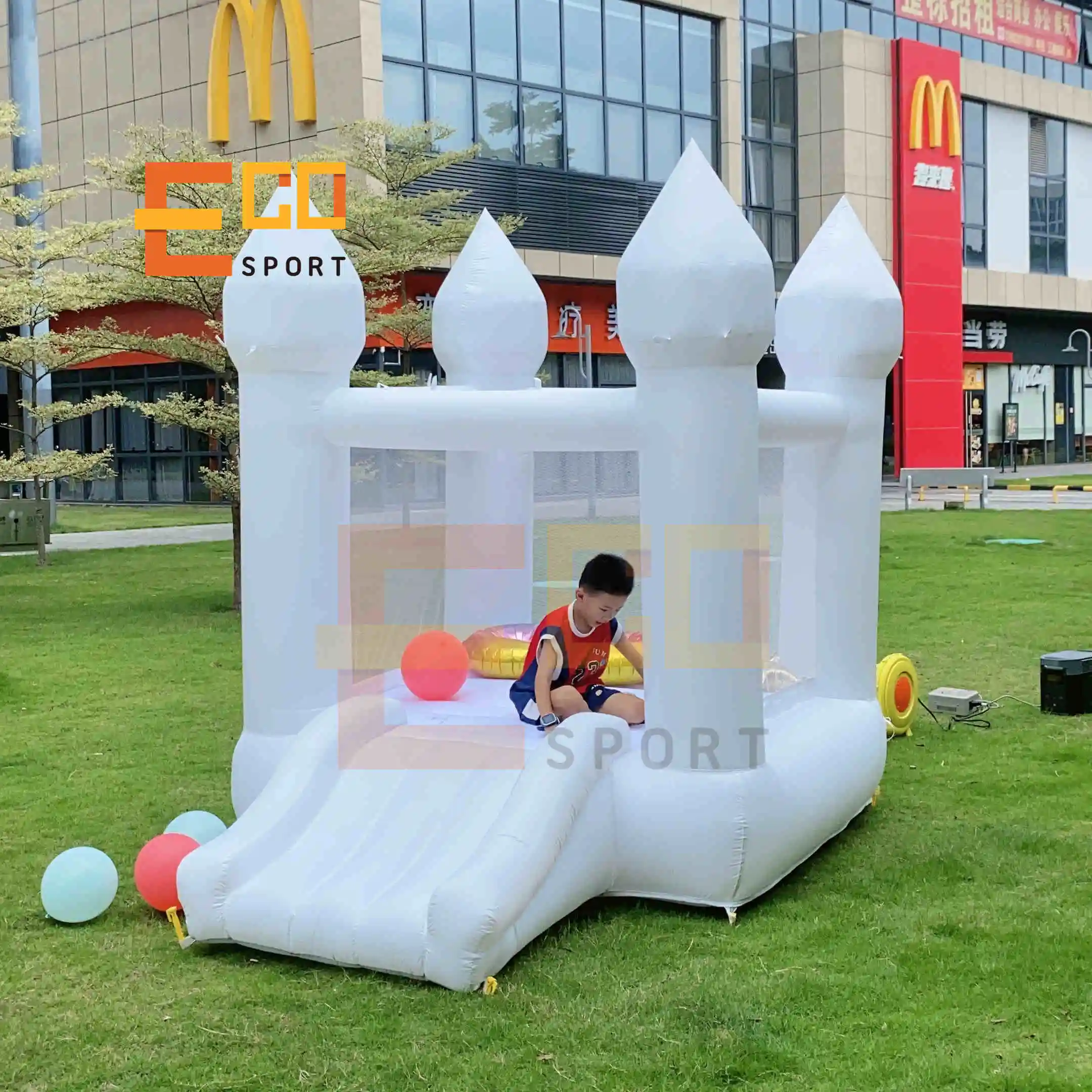 Oxford home use Mini Inflatable White Bounce House Kids Birthday Toddler Bouncy Castle/Moon Bounce House For kids soft play