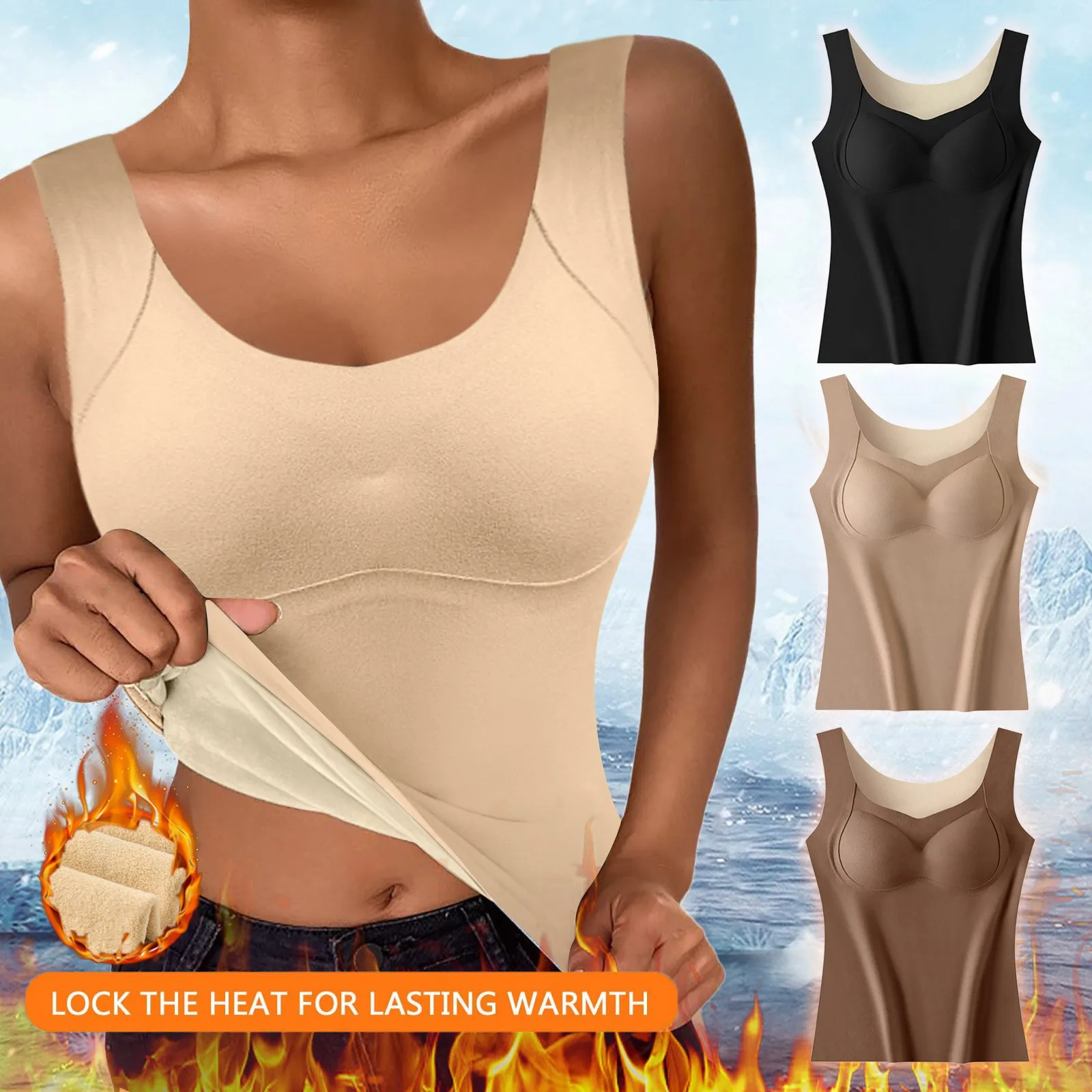 Thermal Underwear Tank Tops Lined Base Layer Cold Weather Winter Thermal Shirts Thermal underwear Female winter warm sleepwears